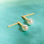 Gold Plated Pearl Stud Earrings, thumbnail 4 of 6