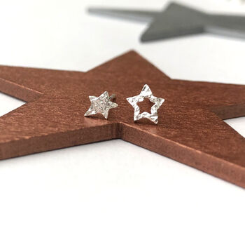 Thank You Teacher Mismatched Sterling Silver Star Earrings Gift, 9 of 12