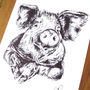 Pig Pen And Ink Illustration Framed Print, thumbnail 3 of 3