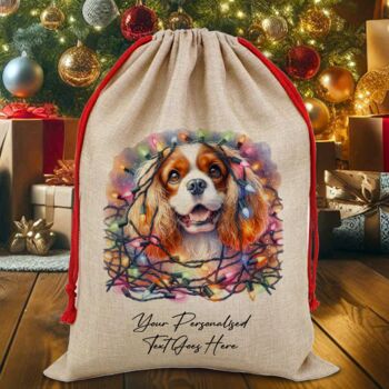 Personalised King Charles Spaniel In Christmas Lights, 9 of 10