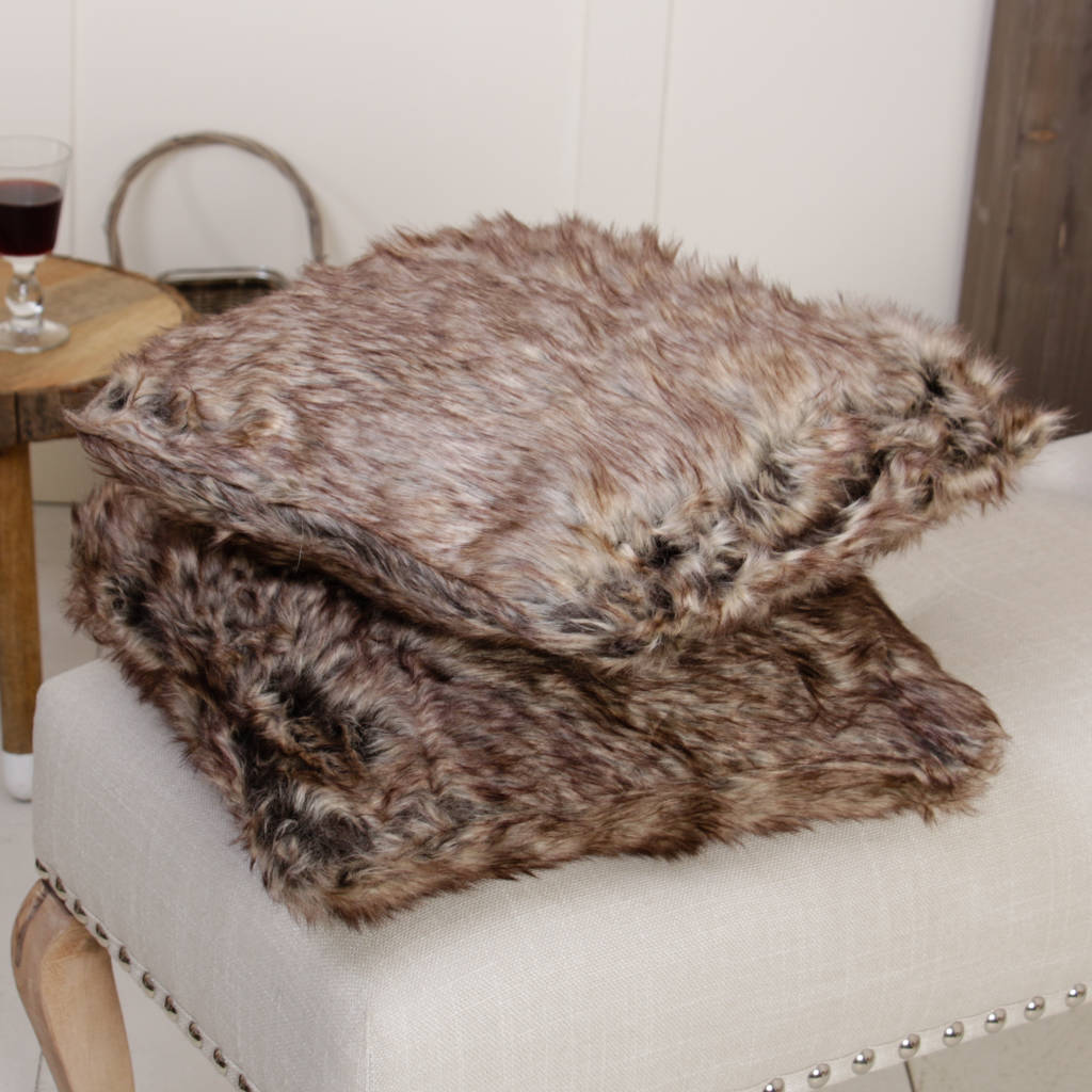 forest bear faux fur throw or cushion by dibor