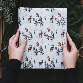 Watercolour Woodland Animals Christmas Gift Wrap Set, 4 of 5