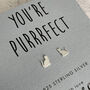 'You're Purrrfect' Silver Cat Silhouette Earrings, thumbnail 1 of 6