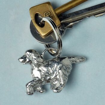 Spaniel Dog Pewter Keyring. Springer Gifts UK Handmade, 3 of 9