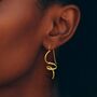 Curled Gold Abstract Drop Earrings, thumbnail 2 of 7