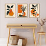 Set Three Wall Art Prints A4 Summer Fruit Boho Mid Century, thumbnail 2 of 7