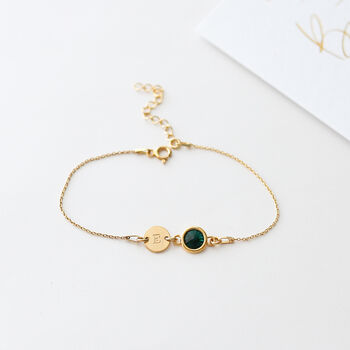 16th Birthday Gift For Her – Sterling Silver Birthstone And Initial Bracelet, 9 of 10