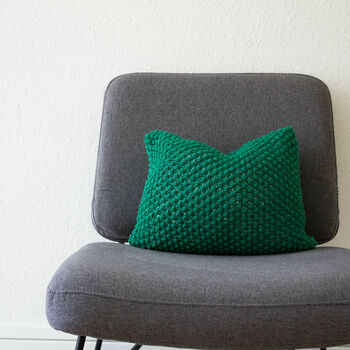 Hand Knit Textured Cushion In Emerald, 5 of 5