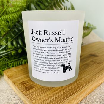 Fun Personalised Jack Russell Owner Affirmation Candle, 2 of 11