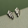 Silver Fern Leaf Stud Earrings, thumbnail 7 of 8