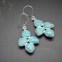 Blue Turquoise Earrings: Silver Or Gold, Floral Dangle Drop, December Birthstone, thumbnail 4 of 10