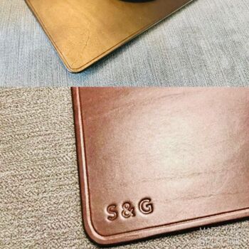 Personalised Leather Desk Mouse Mat Dark Brown, 6 of 7
