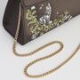 Wolf And Moon Embroidered Charcoal Satin Tote, thumbnail 7 of 8