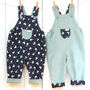 Reversible Duck Needlecord Dungarees Baby Kids, thumbnail 1 of 6