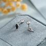 Black Cz Rhombus Screw Back Earrings In Sterling Silver, thumbnail 2 of 10