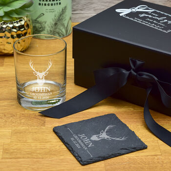 Luxury Gift Boxed Stag Glass Tumbler And Coaster Set, 4 of 4
