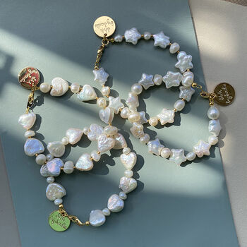Handmade Freshwater Pearl Star / Moon / Heart Bracelets, 2 of 8