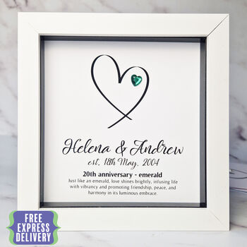 Personalised 20th Anniversary Gift Emerald Heart, 3 of 7