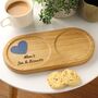 Personalised Tea And Biscuit Serving Tray With Leather Heart Detail, thumbnail 5 of 10