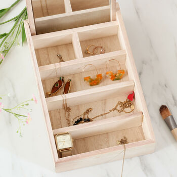 Personalised Wooden Jewellery Box With Mirror, 6 of 8