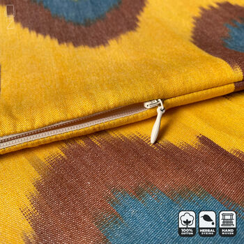 Mustard Yellow Hand Woven Ikat Cushion Cover, 2 of 8
