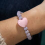 Pastel Purple Bead And Pink Heart Bracelet, thumbnail 2 of 6