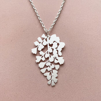 Silver Plated Maidenhair Fern Plant Necklace, 3 of 4