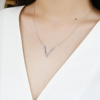 Sterling Silver Triangle Point Pendant Necklace, 2 of 4