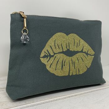 Glitter Lips Print Makeup Bag, 5 of 7