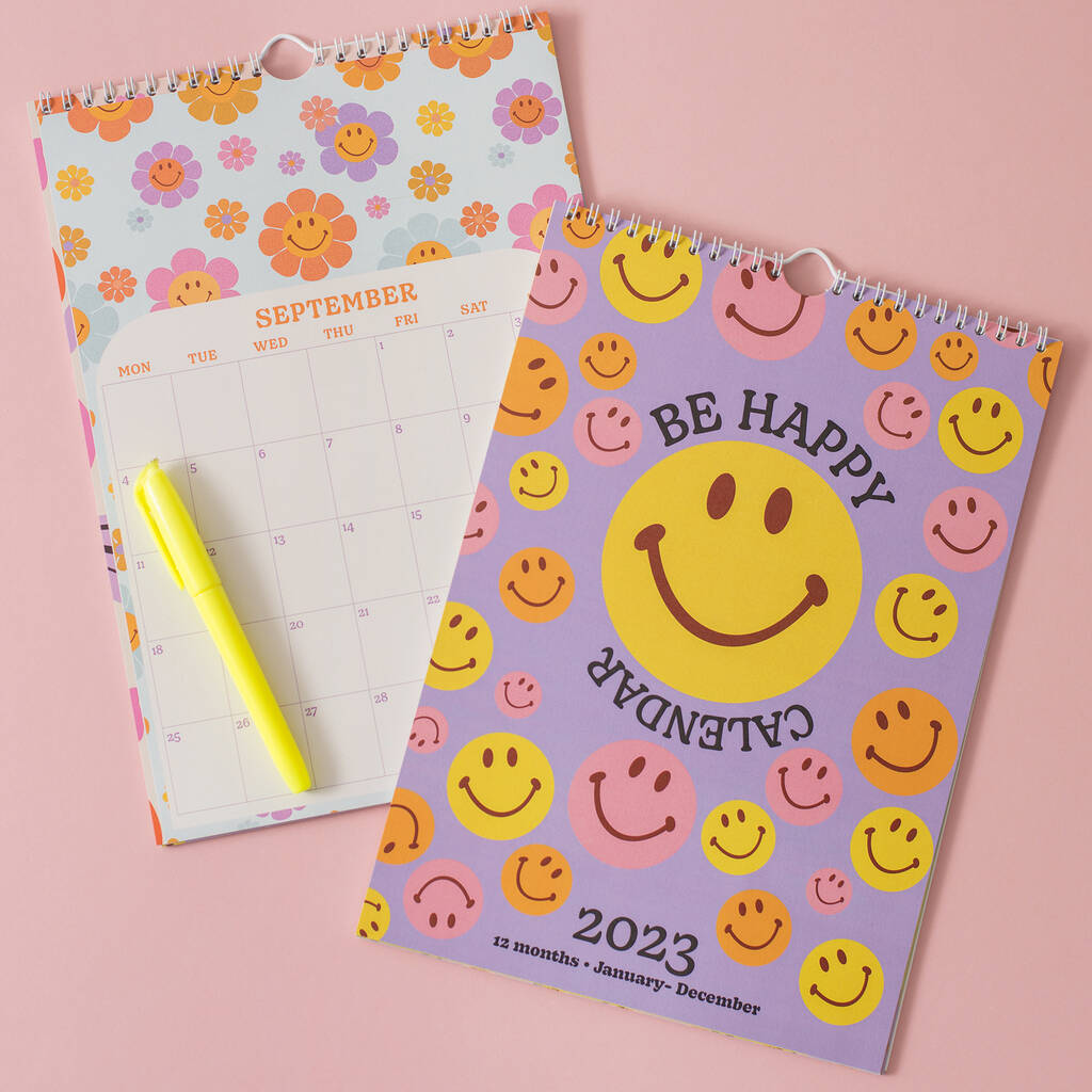 2023 Be Happy Wall Calendar | Hanging A4 Calendar By Once Upon a
