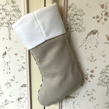 Personalised Pink/Grey Nordic Knitted Christmas Stocking, 7 of 8