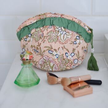 Personalised Peach Floral Dome Quilted Make Up Bag For Her, 2 of 3