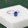Sterling Silver One Carat Sapphire Blue Cz Oval Ring, thumbnail 1 of 11