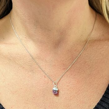 July Birthstone Necklace, Ruby, Silver Plated, 3 of 8