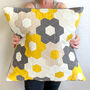 Gold Hexie English Paper Pieced Quilted Cushion Kit, thumbnail 1 of 3