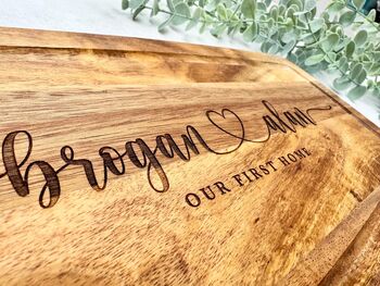 Our First Home Engraved Chopping Board, 3 of 7