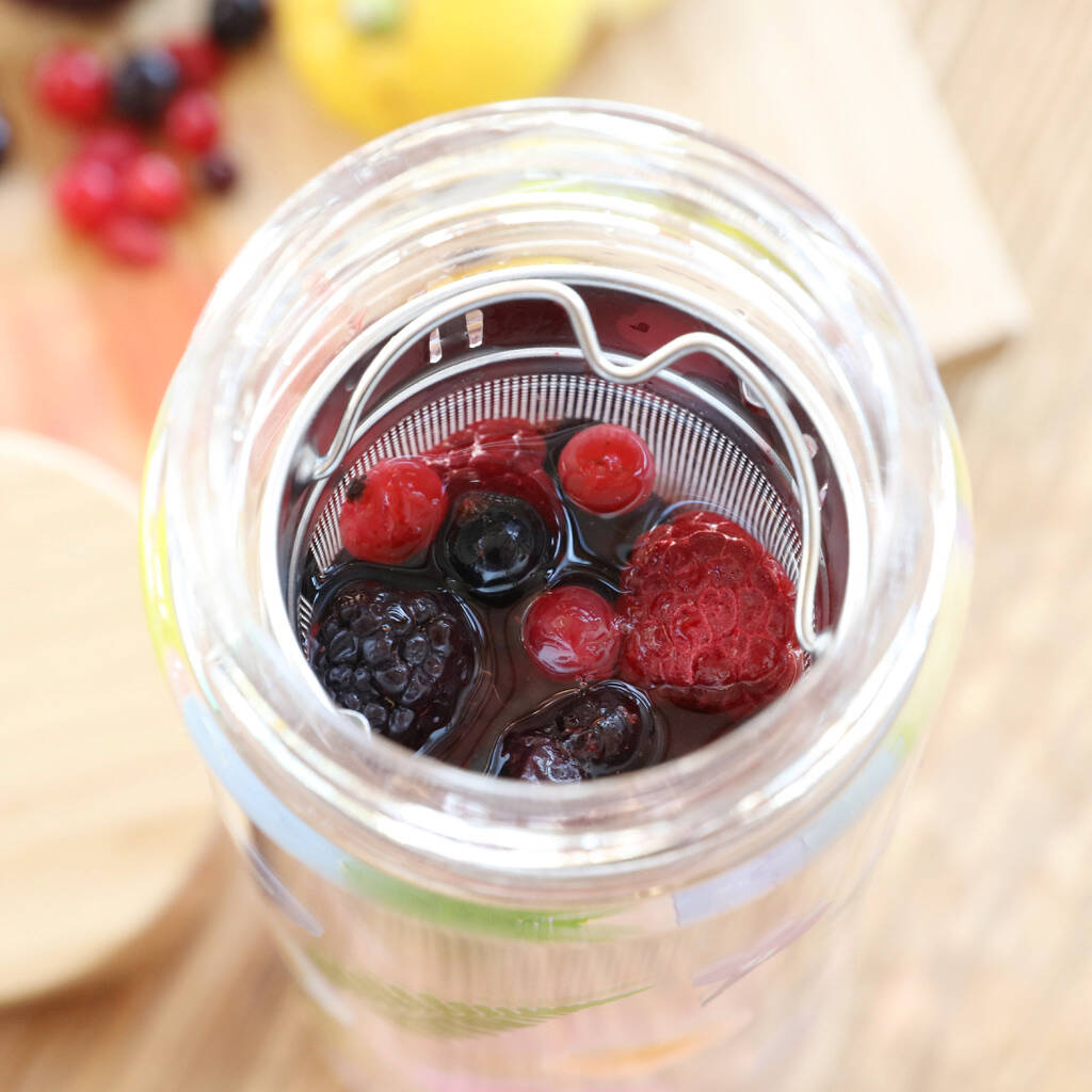 Pressed Flowers Glass Water Bottle With Infuser By Lisa Angel