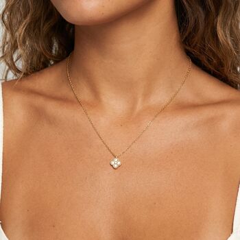 Four Leaf Flower Necklace In 18k Gold Or Silver, 2 of 4