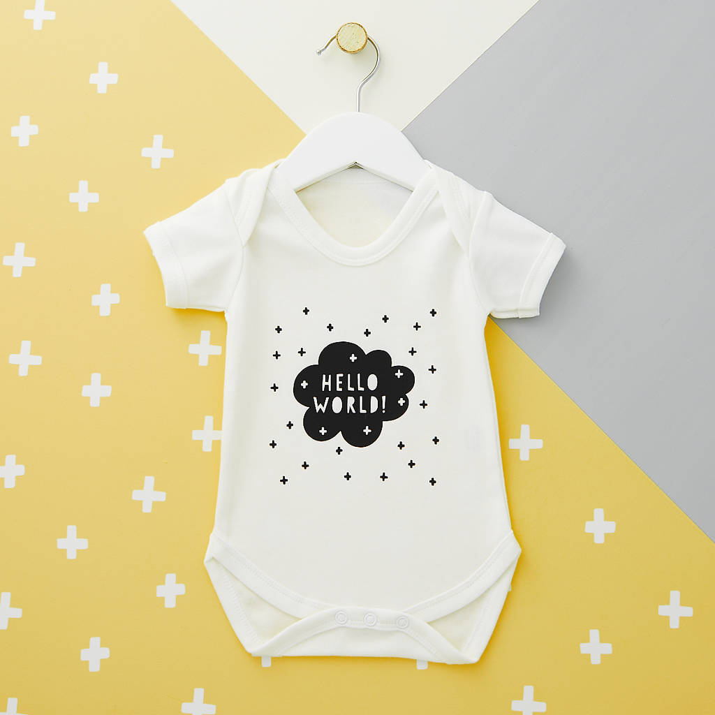 Hello World Baby Grow By Owl Otter Notonthehighstreet Com