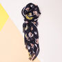 Personalised Pink Yellow Graphic Poppy Navy Scarf, thumbnail 3 of 7
