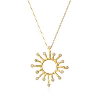 Sun Sunburst Molten Sterling Silver Pendant Necklace, 5 of 10