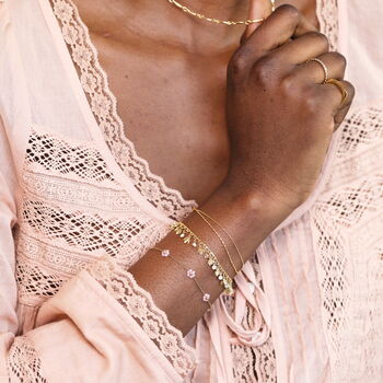 Flower And Crystal Charm Bracelet In Gold Plating, 3 of 5