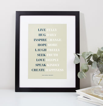 Personalised Our Family Beliefs Print, 3 of 7