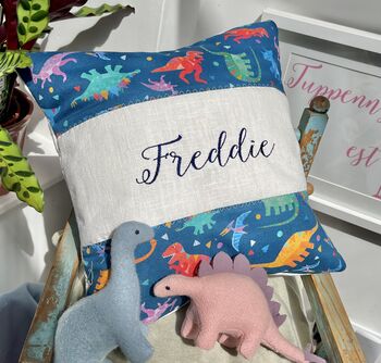 Colourful Dinosaur Name Cushion, 7 of 7