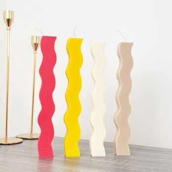 Geometric Wavy Pillar Candles Curvy Dinner Table Candle, 3 of 9