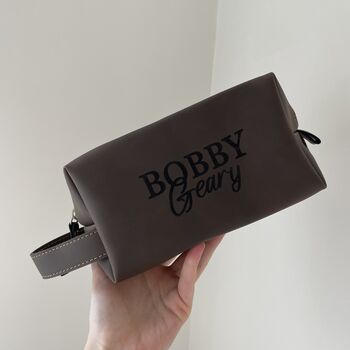 Personalised Mens Faux Leather Wash Bag, 3 of 5