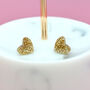 Mini Laser Cut Glitter Love Heart Earrings Studs, thumbnail 4 of 12