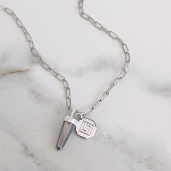 The En Pointe Duo Pyrite Necklace, Silver, 5 of 8