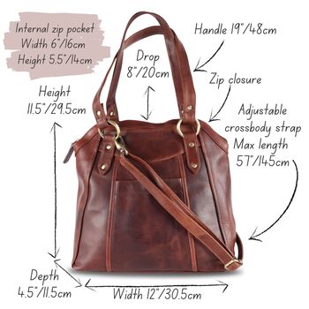 Leather Shoulder Tote Bag With Pocket, 7 of 8