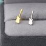 Sterling Silver Tiny Electric Guitar Stud Earrings, thumbnail 3 of 12